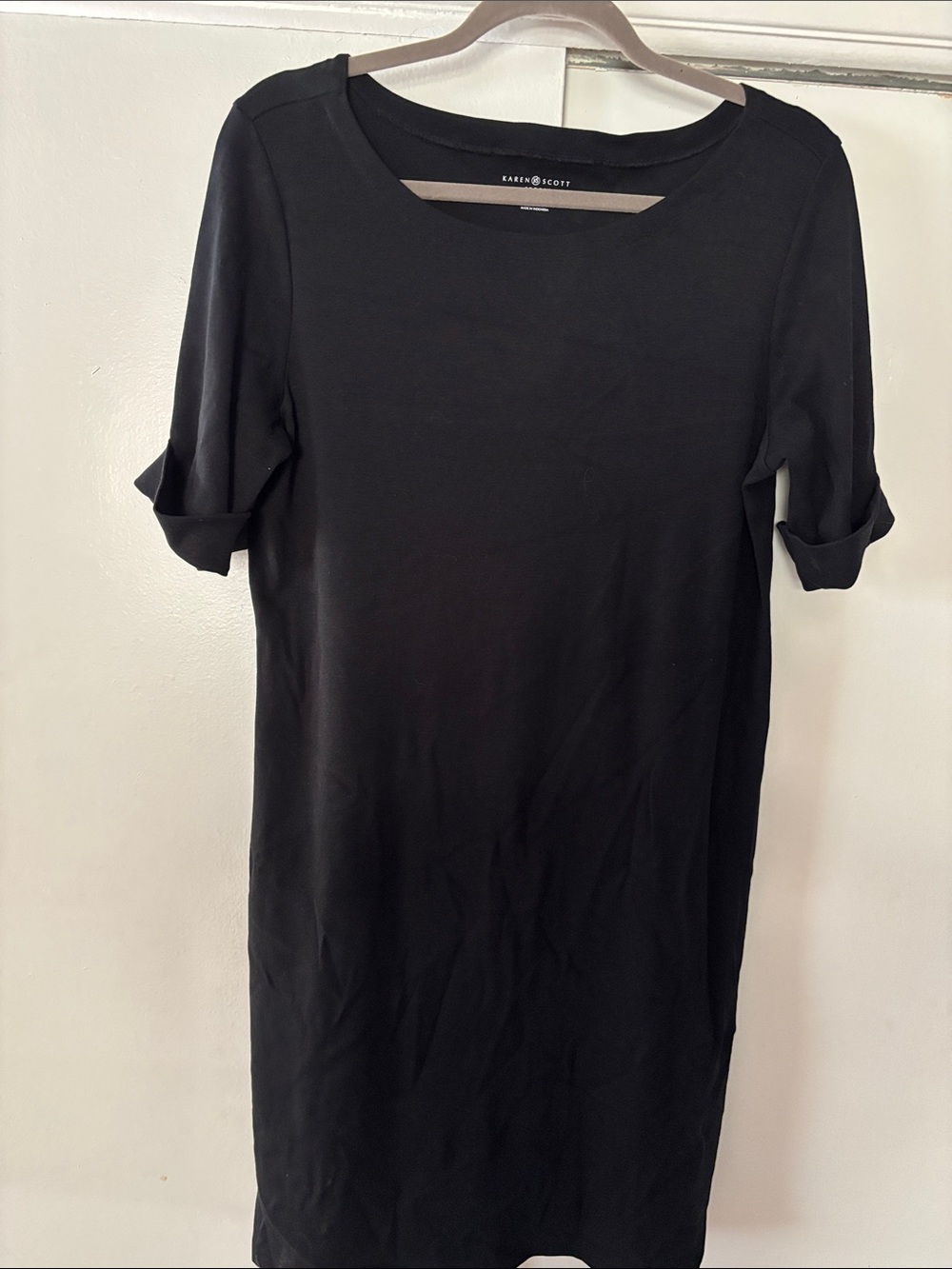 Karen Scott Black Short-Sleeve T-shirt Dress